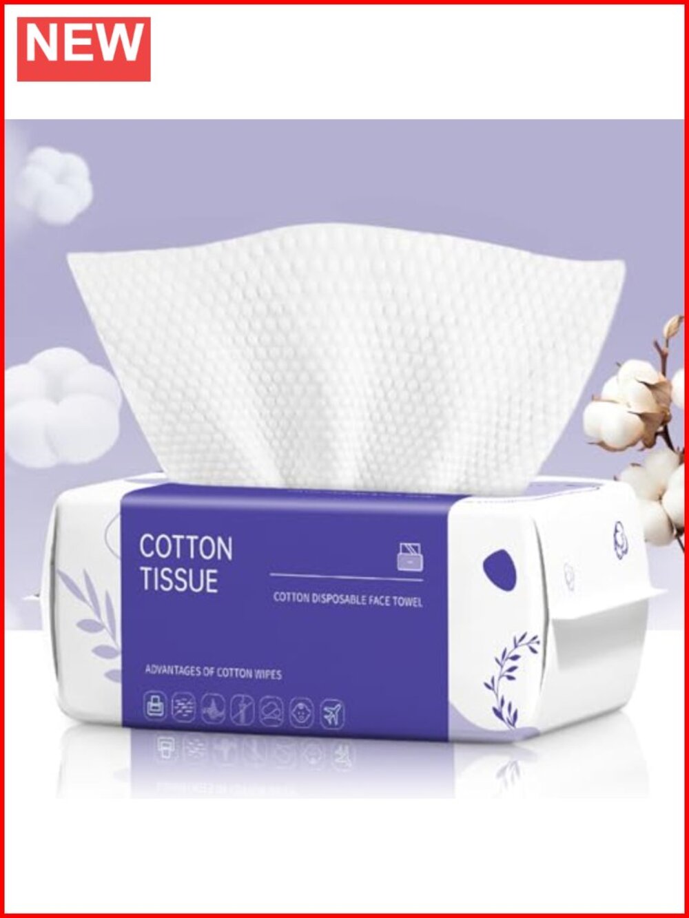 Disposable Face Towel 100 Count Soft Cotton Dry Wipes Facial Cleansing Makeup